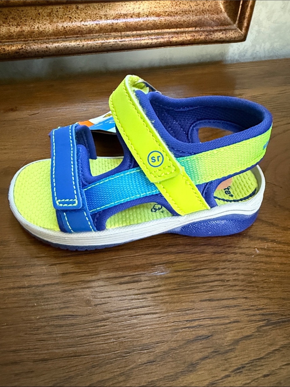 Stride Rite Asher Boys Neon Yellow & Blue Sandals. Water friendly. Size 7. - Picture 7 of 13